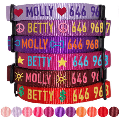 Adjustable & Personalized Dog Collar with Name Tag - Embroidered with Pet Name & Phone Number (Violet Large)